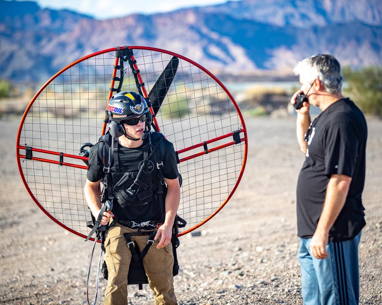 Paramotor student at training field
